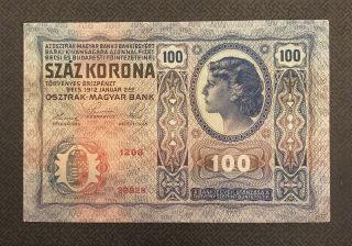 Austria 100 Kronen,  1912,  P - 12,  World Currency
