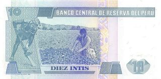 Peru 10 Intis 26.  6.  1987 Series A - P Uncirculated Banknote L20