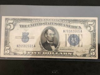 1934 - C $5 Federal Reserve Note ✪ Au Almost Uncirculated ✪