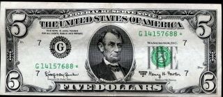 A15 Five Dollar $5 Star Note 1963 A Series Crisp Bill Henry Fowler Treasurer
