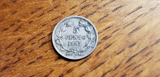 Nicaragua - 5 Centavos - 1887h - Heaton Silver