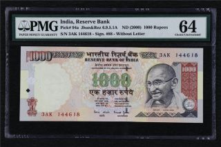 2000 India Reserve Bank 1000 Rupees Pick 94a Pmg 64 Choice Unc