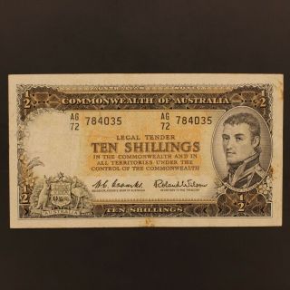 Australia 10 Shillings Nd (1961 - 65) P 33a Banknote Vf,