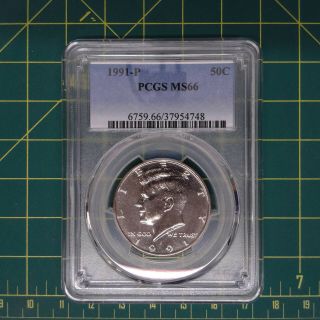 1991 - P 50c Kennedy Half Dollar,  Uncirculated,  Pcgs Ms66