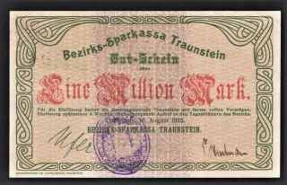 Vad - Traunstein - 1 Million Mark Inflation Note - 1