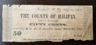 Civil War Confederate 1862 - 50 Cents Note County Of Halifax - Virginia Money