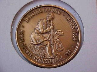 1967 Reading,  Pennsylvania Coin Club Medal - - Daniel Boone