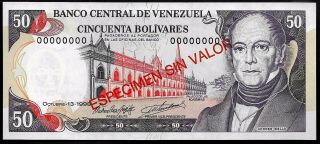Venezuela - 50 Bolivares - 1998 - Specimen In Red - Muestra - Unc - Bello