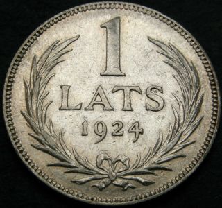 Latvia 1 Lats 1924 - Silver - Vf - 2058 ¤