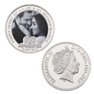 Wr Prince Harry & Meghan Markle Royal Wedding Uk Commemorative Silver Coin Medal