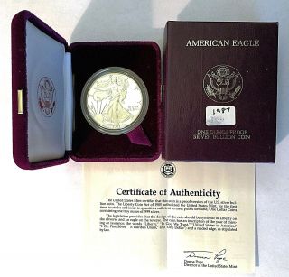 1987 - S Proof Silver American Eagle 1 Troy Oz.  W/box And