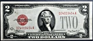 1928 - D $2 Two Dollar Bill United States Notes Cu Crisp Bill Fr 1505 A1166