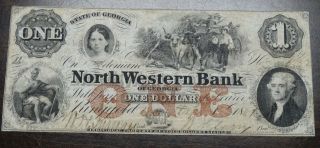 1861 Ringgold Ga.  The North Western Bank Of Georgia One Dollar Bank Note