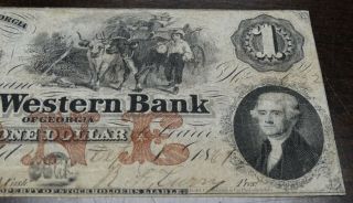 1861 RINGGOLD GA.  THE NORTH WESTERN BANK OF GEORGIA ONE DOLLAR BANK NOTE 3