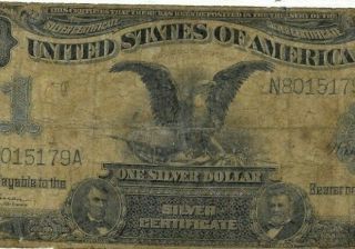 $1 " 1899 " (black Eagle) " Silver Certificate $1 " 1899 " (black Eagle) (laminated)