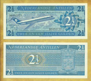 Netherlands Antilles 2 1/2 Gulden 1970 Prefix D0 P - 21a Unc Note Usa Seller