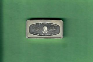 1971 Franklin 1000 Grains Solid Sterling Silver Christmas Bar 65.  5 Grams