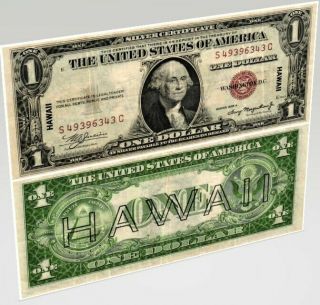 1935 - A $1.  00 U.  S.  Wwii U.  S.  Invasion Emergency Issue Note Hawaii Fr 2300 Circ