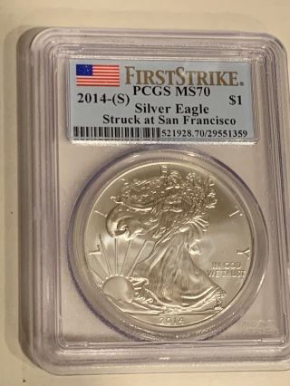 2014 - S Pcgs Ms70 Silver American Eagle First Strike (3)
