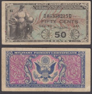 Usa 50 Cents 1951 Series 481 Military (f - Vf) Banknote P - M25