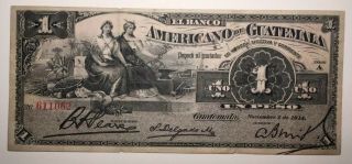1914 - Guatemala - El Banco De Americano De Guatemala - 1 Peso - Dam.