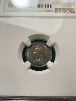 1887 Great Britain 3 Pence,  Jubilee Head,  Ngc Ms 64 Ch Unc Bu,  Tone