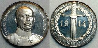 Germany Proof Silver Medal 1914 World War I,  General - Quartermaster Ludendorff