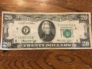 1974 $20 Twenty Dollar Bill Federal Reserve