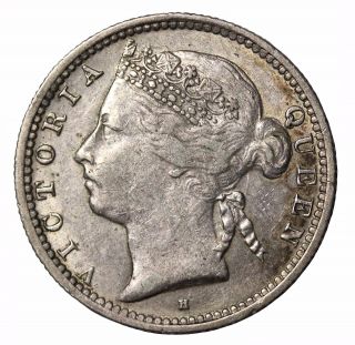 1900 - H Straits Settlements Silver 10 Ten Cents British Queen Victoria Km 11