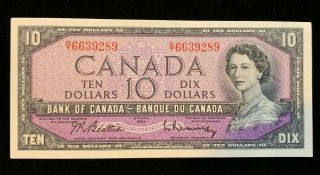 1954 Canadian $10 Dollar Bill - Beattie/rasminsky - Bc - 40b - G/t (bb 1167)