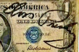 1935 $1 Silver Certificate Elvis Presley Signed Us Dollar Bill Autograph