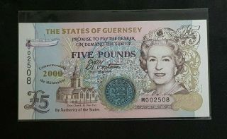 Bank Of Guernsey,  5 Pound 2000,  Unc