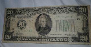 $20 Twenty Dollar Bill 1934 Federal Reserve Kansas City