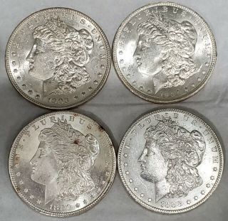 Set Of (4) Morgan Silver Dollars - 1903,  1904 O,  1880 S,  & 1888 O - Uncirculated
