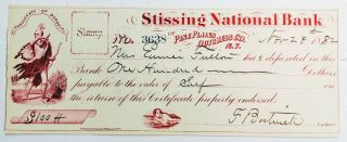 1882 Stissing National Bank Pine Plains Ny Certificate Deposit American Indian