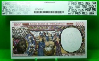 CENTRAL AFRICAN STATES 5000 FRANCS 1999 BEAC CAR.  PICK 304 Fe VALUE $200 2