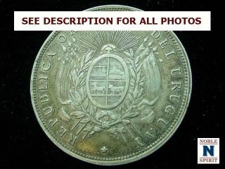 Noblespirit (ct) Scarce Choice Au 1893 Uruguay Peso Km17a
