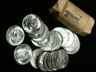 1964 - D Kennedy Half Dollars Gem Bu Roll Of 20 Coins Pa293