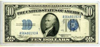 Series 1934 $10 Dollar Bill Silver Cert 193 A