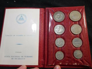 U20 Nicaragua 1939 - 1964 8 Coin Circ.  Bank Set In Orig.  Folder