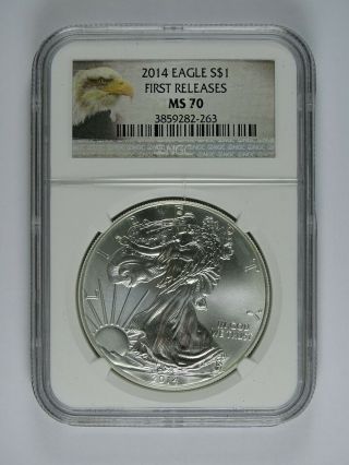2014 American Silver Eagle - Ngc Ms70 - Early Releases - Eagle Label