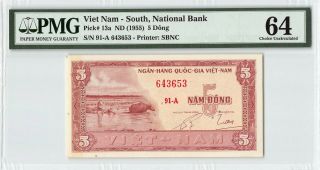 South Vietnam Nd (1955) P - 13a Pmg Choice Unc 64 5 Dong