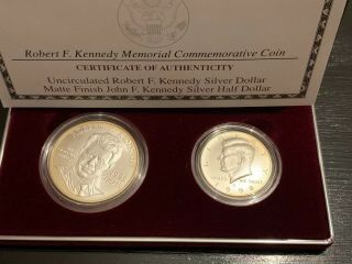 1998 Robert Kennedy Rfk Dollar/john F Kennedy Jfk Half Silver Set - Low Mintage