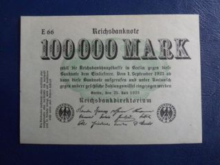 1923 Germany 100,  000 Mark Banknote - Au - 18 - 401