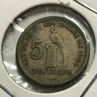 1943 Guatemala Silver 5 Centavos Coin