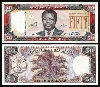 Liberia 50 Dollars 2011,  Unc,  P - 29e,  Prefix De
