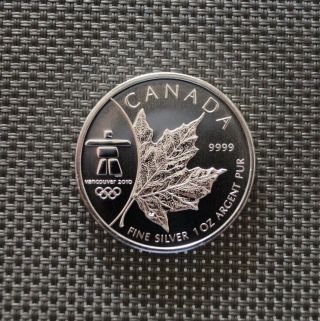 2008 Canada $5 Maple Leaf Vancouver 2010 Olympics Inukshuk 1oz.  9999 Silver
