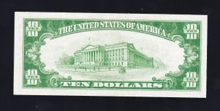 $10 Light Green Seal 1934 Plain FRN Cleveland Fr 2004 - D VF/XF 2