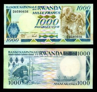 Rwanda 1,  000 1000 Francs 1988 P 21 Unc