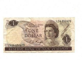 Bank Of Zealand 1 Dollar 1975 - 1977 Vg